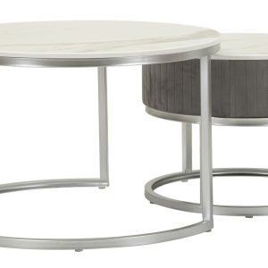 Mauro Ferretti Set De 2 Masute De Cafea Grays Cm Ø 70X45-50X38 | Aosom Romania