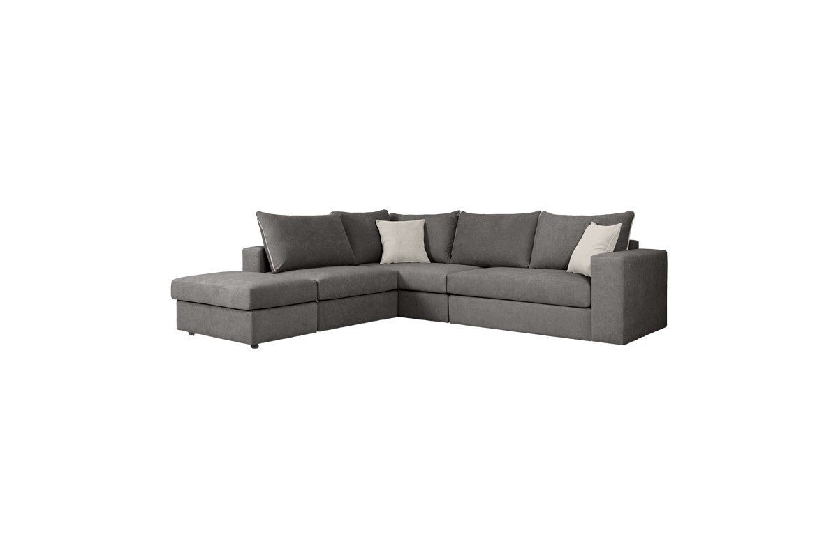 Canapea reversibila London tesatura gri si perne gri deschis 296x246x95 cm Canapea reversibila London tesatura gri si perne gri deschis 296x246x95 cm