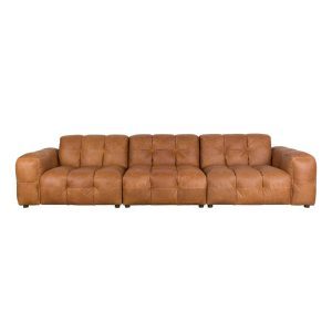 Canapea modulară maro coniac cu tapițerie din piele 364 cm Hackman – Dutchbone