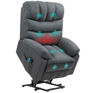 HOMCOM Fotoliu de ridicare, fotoliu electric de relaxare cu funcție de masaj, fotoliu capitonat cu funcție de ridicare, oțel, material textil, Gri | Aosom Romania HOMCOM Fotoliu de ridicare, fotoliu electric de relaxare cu funcție de masaj, fotoliu capitonat cu funcție de ridicare, oțel, material textil, Gri | Aosom Romania