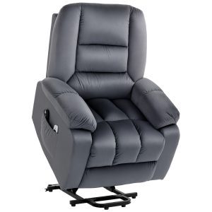 HOMCOM Fotoliu de masaj cu funcție de ridicare pentru persoane în vârstă, fotoliu de relaxare cu 8 puncte de masaj, 2 buzunare laterale, 85 cm x 94 cm x 107cm, Gri | Aosom Romania