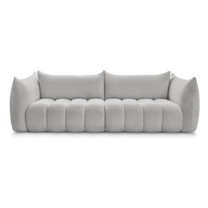 Canapea gri deschis cu tapițerie din țesătură bouclé 286 cm Azra – Bobochic Paris