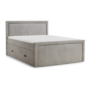Pat boxspring grej cu spațiu de depozitare 200x200 cm Fresco – Maison de Rêve