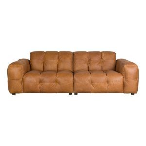 Canapea modulară maro coniac cu tapițerie din piele 264 cm Hackman – Dutchbone