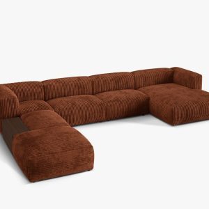 Coltar modular Martina corduroy Tilia L406 cm + masuta de cafea