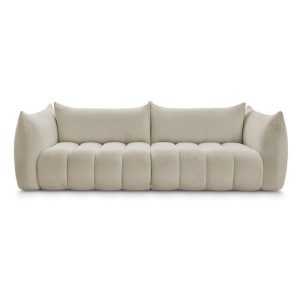 Canapea bej cu tapițerie din țesătură bouclé 286 cm Azra – Bobochic Paris