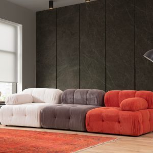 Canapea 3 locuri, Atelier del Sofa, 560ARE1826, Roșu / Alb / Gri