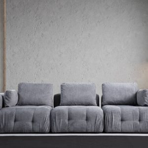 Canapea 3 locuri, Atelier del Sofa, 560ARE4113, Lemn de fag / PAL, Gri