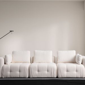 Canapea 3 locuri, Atelier del Sofa, 560ARE4141, Lemn de fag / PAL, Alb