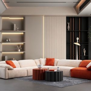 Coltar, Atelier del Sofa, 560ARE5265, Cadru: LEMN/PAL, Cremă / Portocală