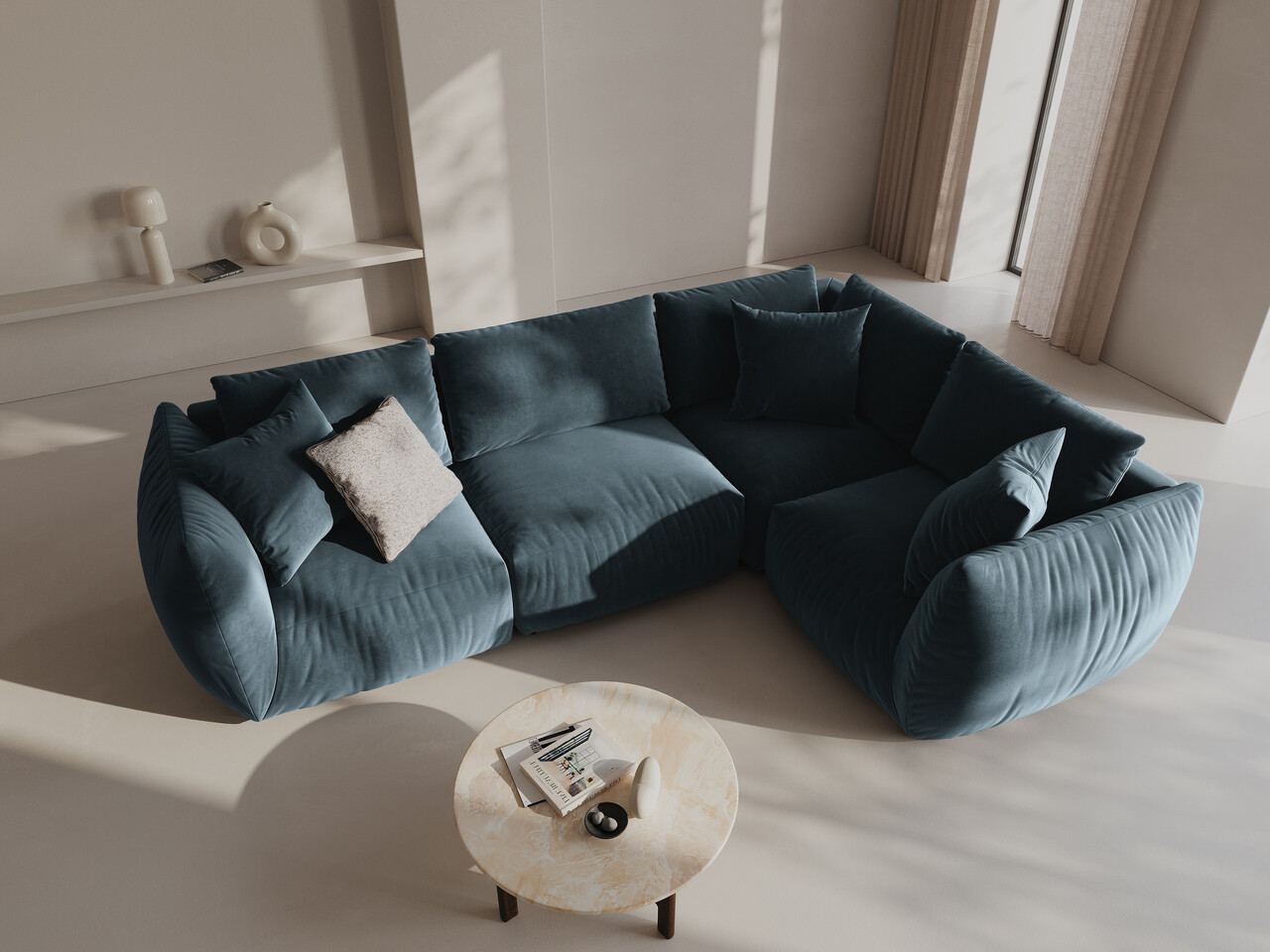 Coltar dreapta 4 locuri, Chris-184, Micadoni Home, 295x210x80 cm, catifea, albastru pastel Coltar dreapta 4 locuri, Chris-184, Micadoni Home, 295x210x80 cm, catifea, albastru pastel