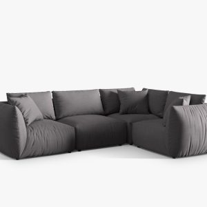 Coltar dreapta 4 locuri, Chris-259, Micadoni Home, 295x210x80 cm, tesatura structurata chenille, gri beton