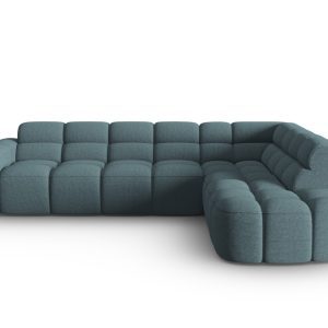 Coltar dreapta 5 locuri, Lisa-193, Micadoni Home, 293x234x77 cm, tesatura structurata, albastru deschis