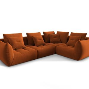 Coltar modular dreapta 3 locuri, Bloom-184, Micadoni Home, 316x216x95 cm, catifea, teracota