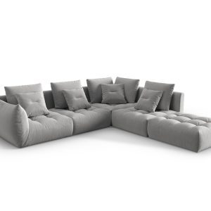 Coltar modular dreapta 4 locuri, Bloom-184, Micadoni Home, 316x310x95 cm, catifea, gri