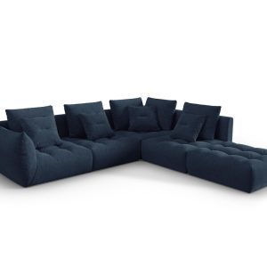 Coltar modular dreapta 4 locuri, Bloom-86, Micadoni Home, 316x310x95 cm, tesatura structurata, albastru inchis