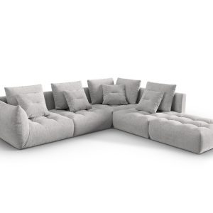 Coltar modular dreapta 4 locuri, Bloom-86, Micadoni Home, 316x310x95 cm, tesatura structurata, argintiu