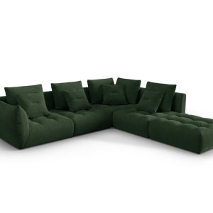 Coltar modular dreapta 4 locuri, Bloom-86, Micadoni Home, 316x310x95 cm, tesatura structurata, verde muschi