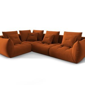 Coltar modular stanga 3 locuri, Bloom-184, Micadoni Home, 316x216x95 cm, catifea, teracota