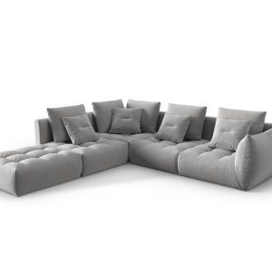 Coltar modular stanga 4 locuri, Bloom-184, Micadoni Home, 316x310x95 cm, catifea, gri