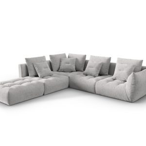 Coltar modular stanga 4 locuri, Bloom-86, Micadoni Home, 316x310x95 cm, tesatura structurata, argintiu