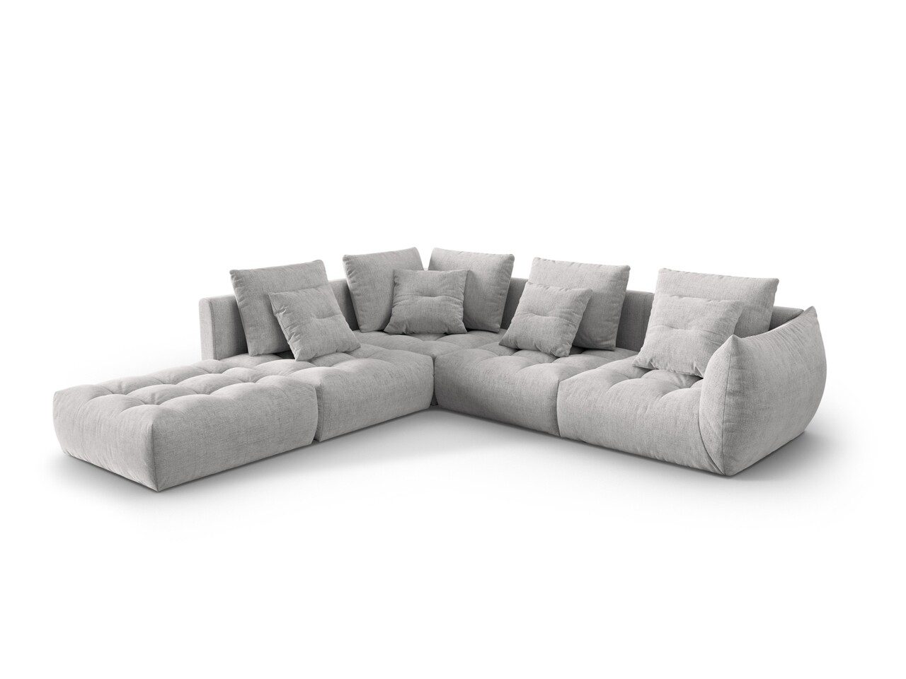 Coltar modular stanga 4 locuri, Bloom-86, Micadoni Home, 316x310x95 cm, tesatura structurata, argintiu Coltar modular stanga 4 locuri, Bloom-86, Micadoni Home, 316x310x95 cm, tesatura structurata, argintiu