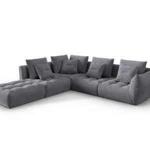 Coltar modular stanga 4 locuri, Bloom-86, Micadoni Home, 316x310x95 cm, tesatura structurata, gri