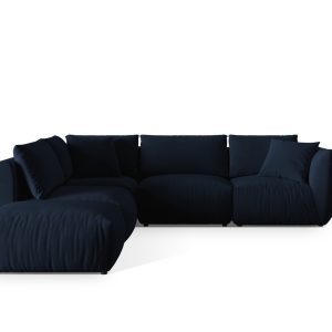 Coltar modular stanga 4 locuri, Chris-184, Micadoni Home, 295x290x80 cm, catifea, albastru regal
