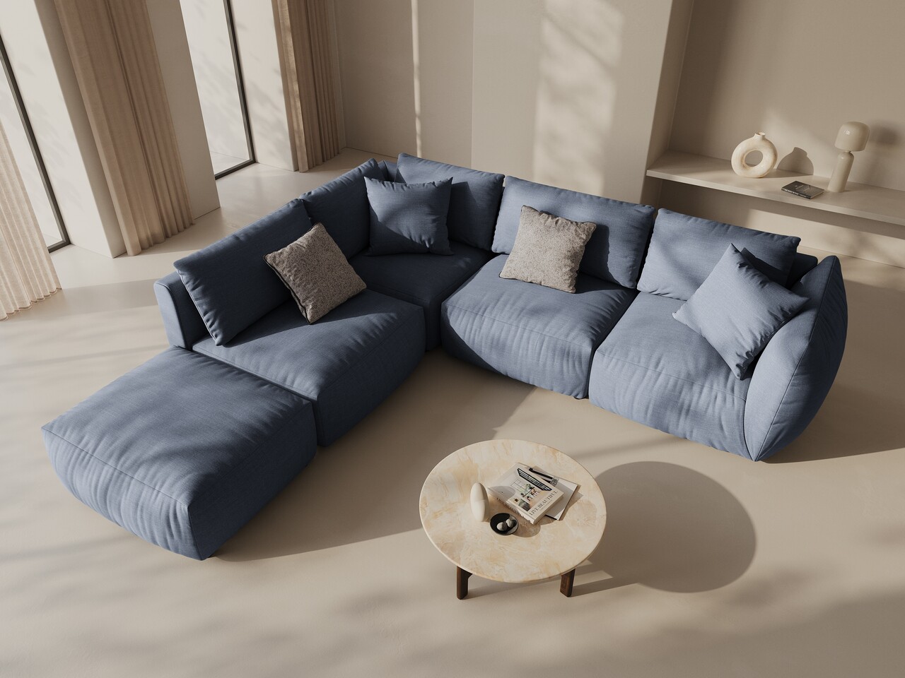 Coltar modular stanga 4 locuri, Chris-259, Micadoni Home, 295x290x80 cm, tesatura structurata chenille, albastru muted Coltar modular stanga 4 locuri, Chris-259, Micadoni Home, 295x290x80 cm, tesatura structurata chenille, albastru muted