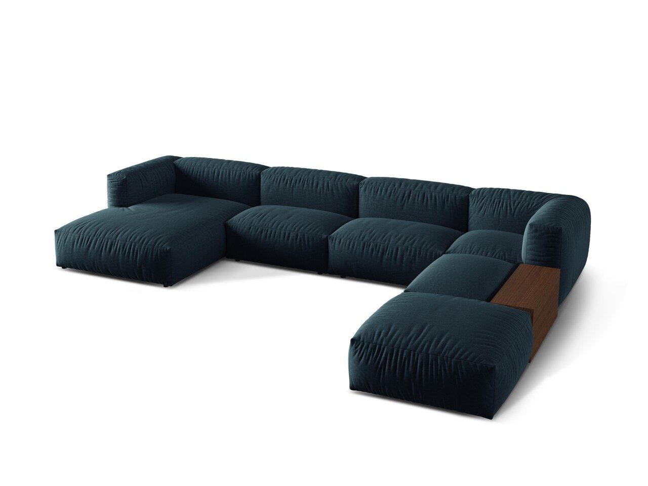 Coltar panoramic dreapta 5 locuri design modular, Martina-169, Micadoni Home, 406x280x75 cm, tesatura structurata catifelata, albastru jeans Coltar panoramic dreapta 5 locuri design modular, Martina-169, Micadoni Home, 406x280x75 cm, tesatura structurata catifelata, albastru jeans