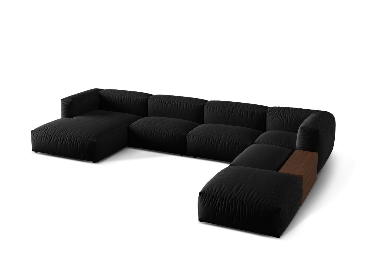 Coltar panoramic dreapta 5 locuri design modular, Martina-169, Micadoni Home, 406x280x75 cm, tesatura structurata catifelata, negru Coltar panoramic dreapta 5 locuri design modular, Martina-169, Micadoni Home, 406x280x75 cm, tesatura structurata catifelata, negru