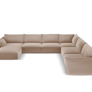Coltar panoramic dreapta 8 locuri, Kaelle, Micadoni Home, BL, 384x284x85 cm, catifea, bej