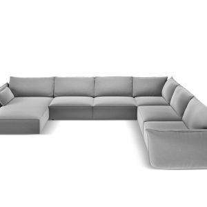 Coltar panoramic dreapta 8 locuri, Kaelle, Micadoni Home, BL, 384x284x85 cm, catifea, gri