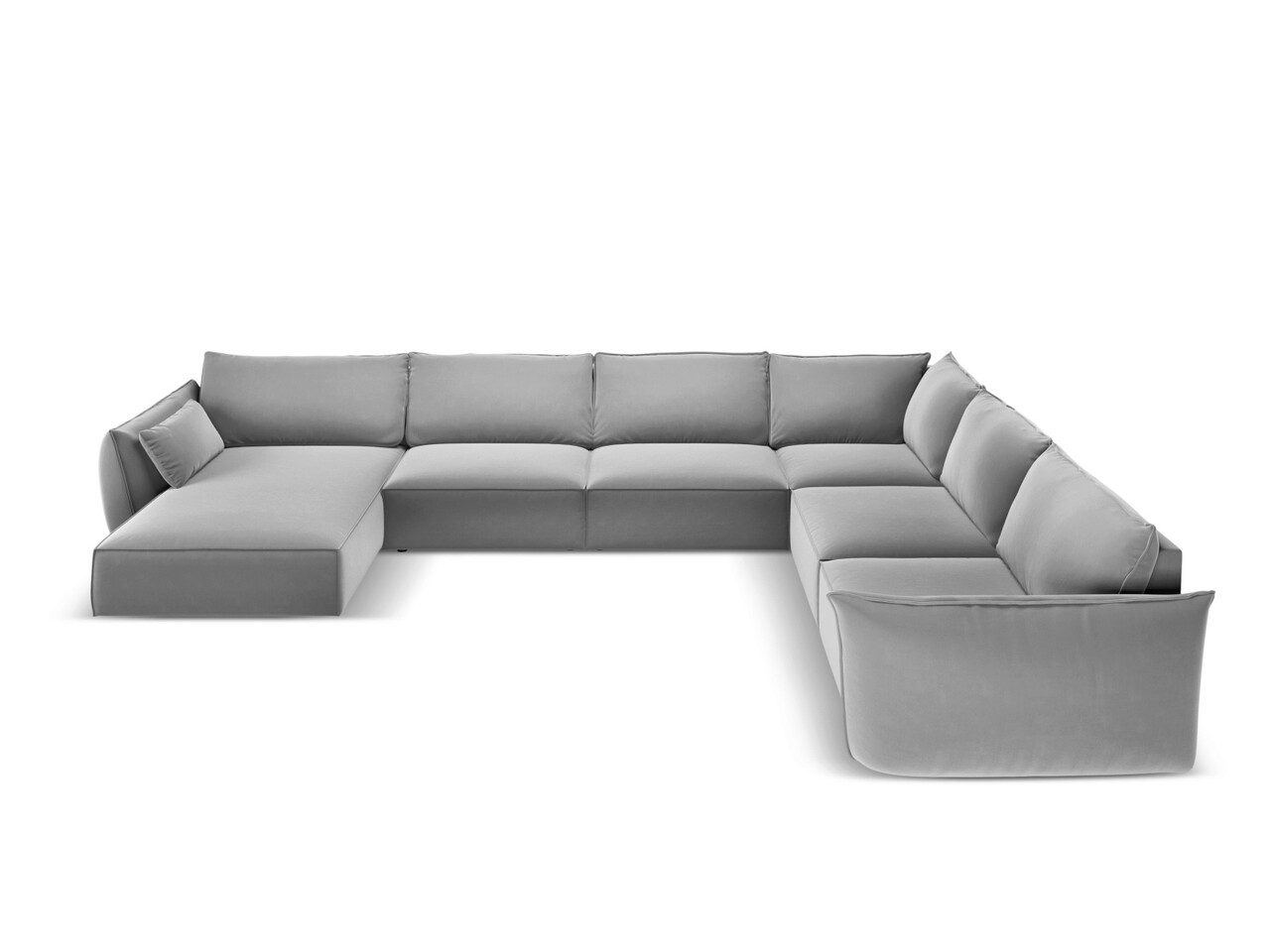 Coltar panoramic dreapta 8 locuri, Kaelle, Micadoni Home, BL, 384x284x85 cm, catifea, gri Coltar panoramic dreapta 8 locuri, Kaelle, Micadoni Home, BL, 384x284x85 cm, catifea, gri