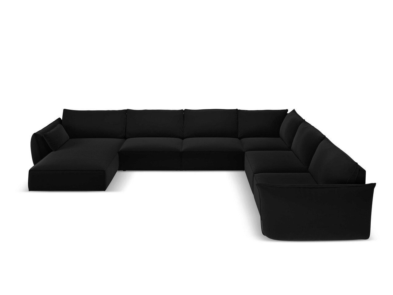 Coltar panoramic dreapta 8 locuri, Kaelle, Micadoni Home, BL, 384x284x85 cm, catifea, negru Coltar panoramic dreapta 8 locuri, Kaelle, Micadoni Home, BL, 384x284x85 cm, catifea, negru