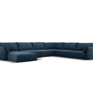 Coltar panoramic dreapta 8 locuri, Kaelle, Micadoni Home, BL, 384x284x85 cm, poliester chenille, albastru regal
