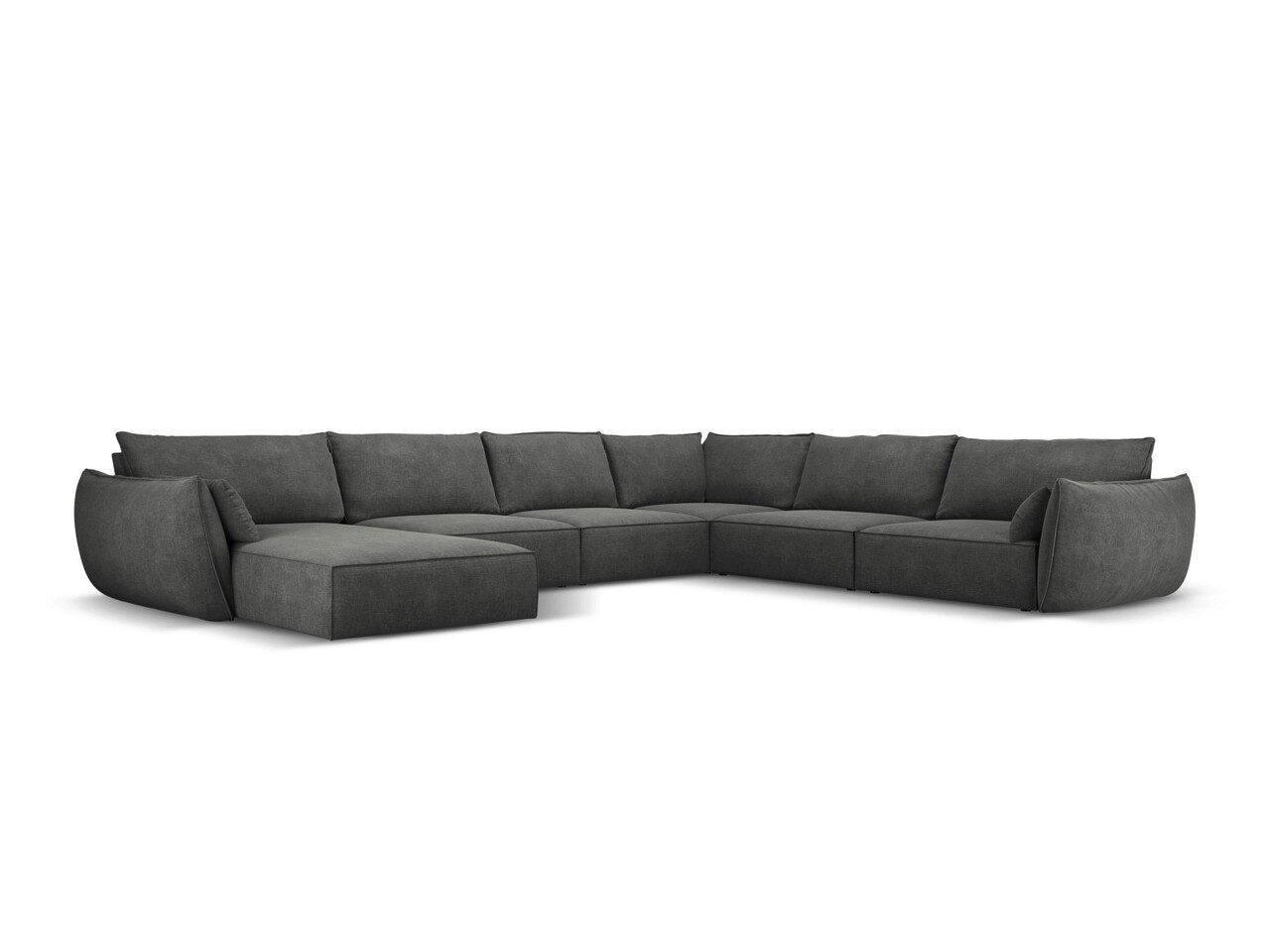 Coltar panoramic dreapta 8 locuri, Kaelle, Micadoni Home, BL, 384x284x85 cm, poliester chenille, gri inchis Coltar panoramic dreapta 8 locuri, Kaelle, Micadoni Home, BL, 384x284x85 cm, poliester chenille, gri inchis