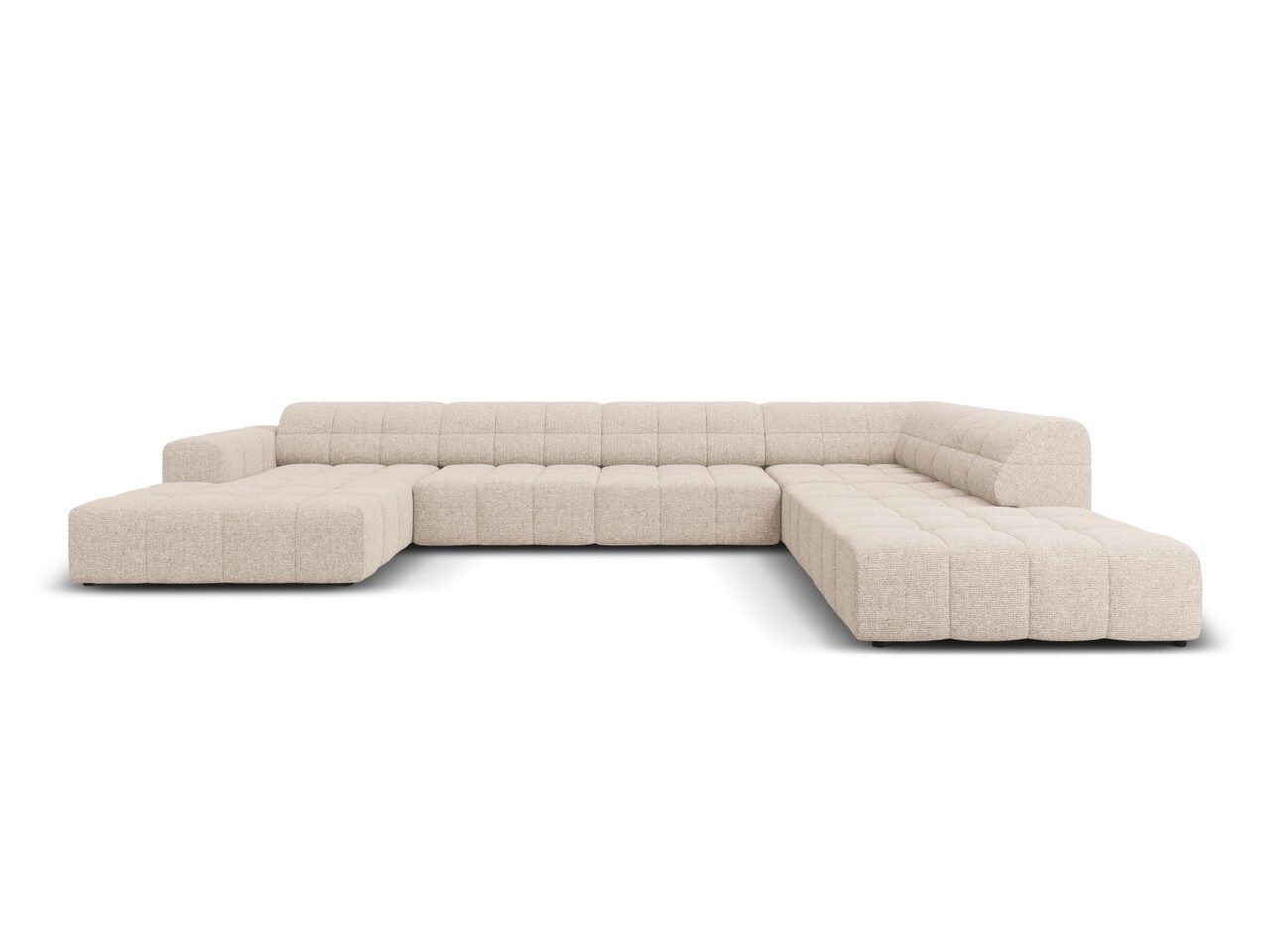Coltar panoramic dreapta 7 locuri, Jennifer-140, Micadoni Home, 364x262x70 cm, tesatura chenille din poliester, bej Coltar panoramic dreapta 7 locuri, Jennifer-140, Micadoni Home, 364x262x70 cm, tesatura chenille din poliester, bej