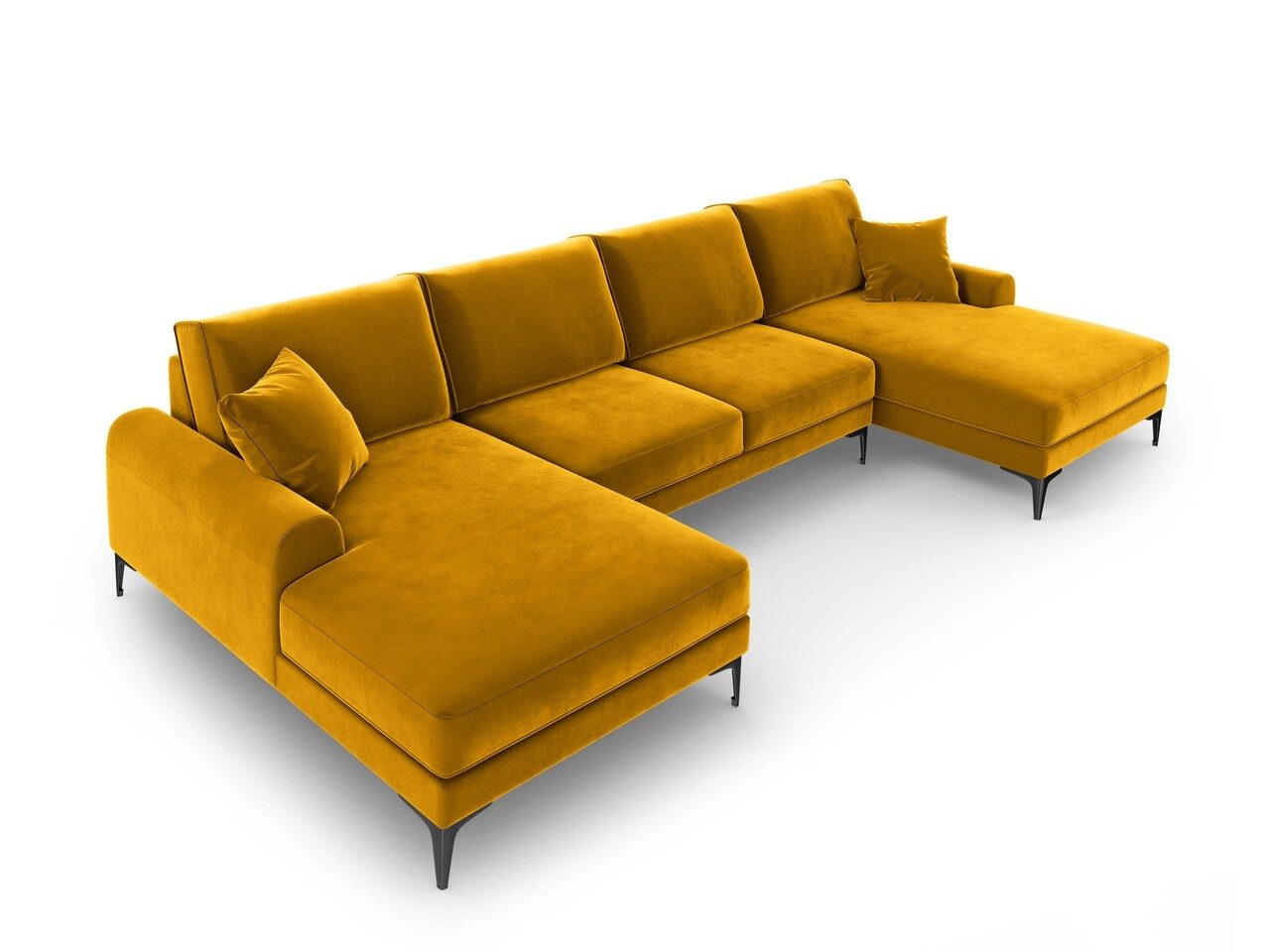 Coltar panoramic, Madara, Mazzini Sofas, 6 locuri, 334x182x90 cm, catifea, galben Coltar panoramic, Madara, Mazzini Sofas, 6 locuri, 334x182x90 cm, catifea, galben