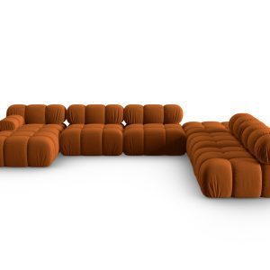 Coltar panoramic modular dreapta 7 locuri, Bellis-51, Micadoni Home, 376x282x70 cm, catifea, teracota