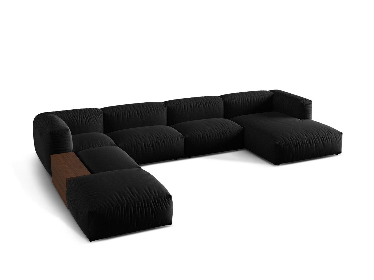 Coltar panoramic stanga 5 locuri design modular, Martina-169, Micadoni Home, 406x280x75 cm, tesatura structurata catifelata, negru Coltar panoramic stanga 5 locuri design modular, Martina-169, Micadoni Home, 406x280x75 cm, tesatura structurata catifelata, negru