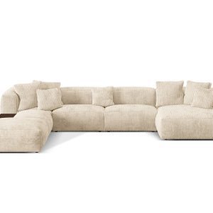 Coltar panoramic stanga 5 locuri design modular, Martina-212, Micadoni Home, 406x280x75 cm, velur, bej deschis Coltar panoramic stanga 5 locuri design modular, Martina-212, Micadoni Home, 406x280x75 cm, velur, bej deschis