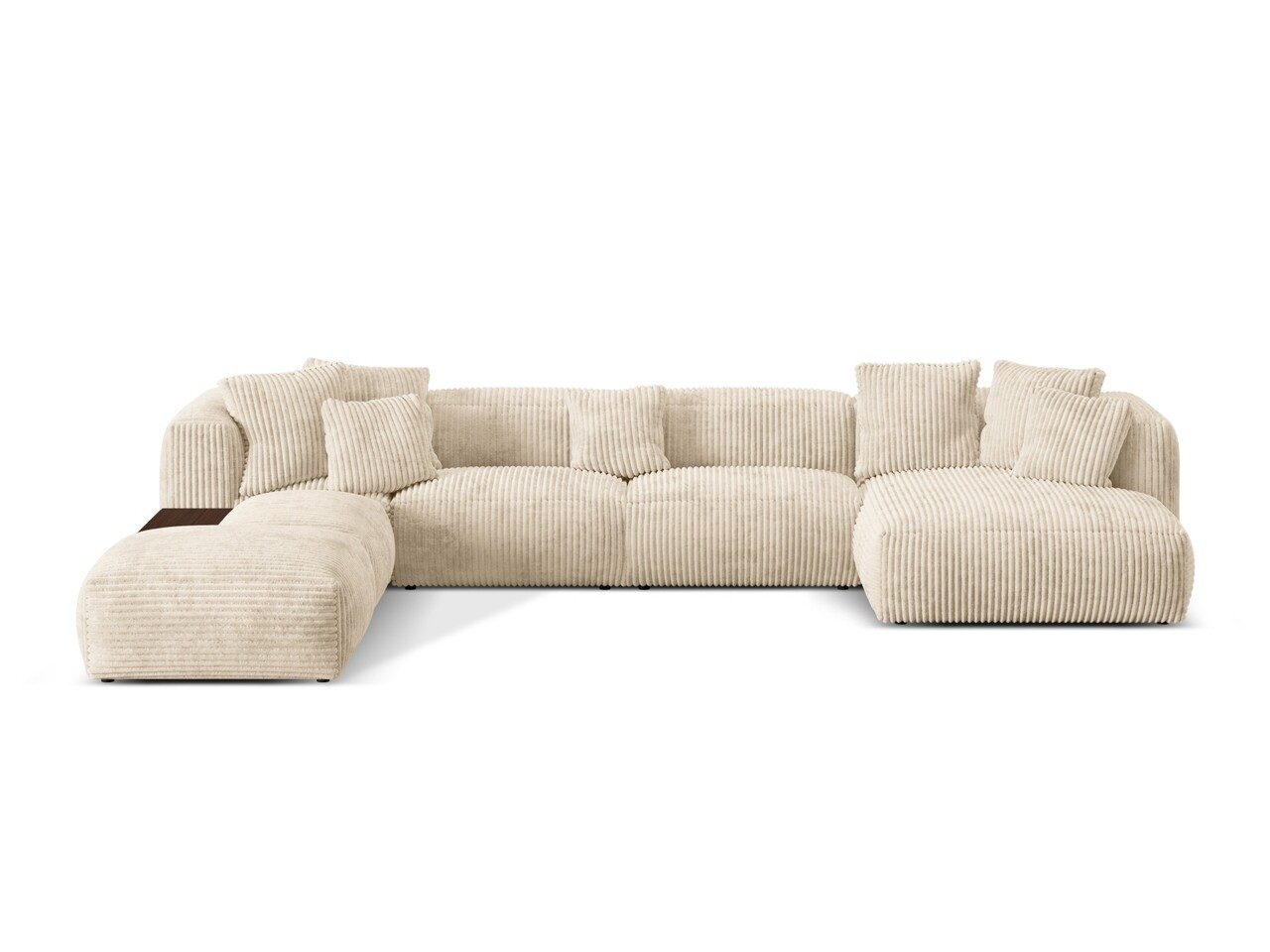 Coltar panoramic stanga 5 locuri design modular, Martina-212, Micadoni Home, 406x280x75 cm, velur, bej deschis Coltar panoramic stanga 5 locuri design modular, Martina-212, Micadoni Home, 406x280x75 cm, velur, bej deschis