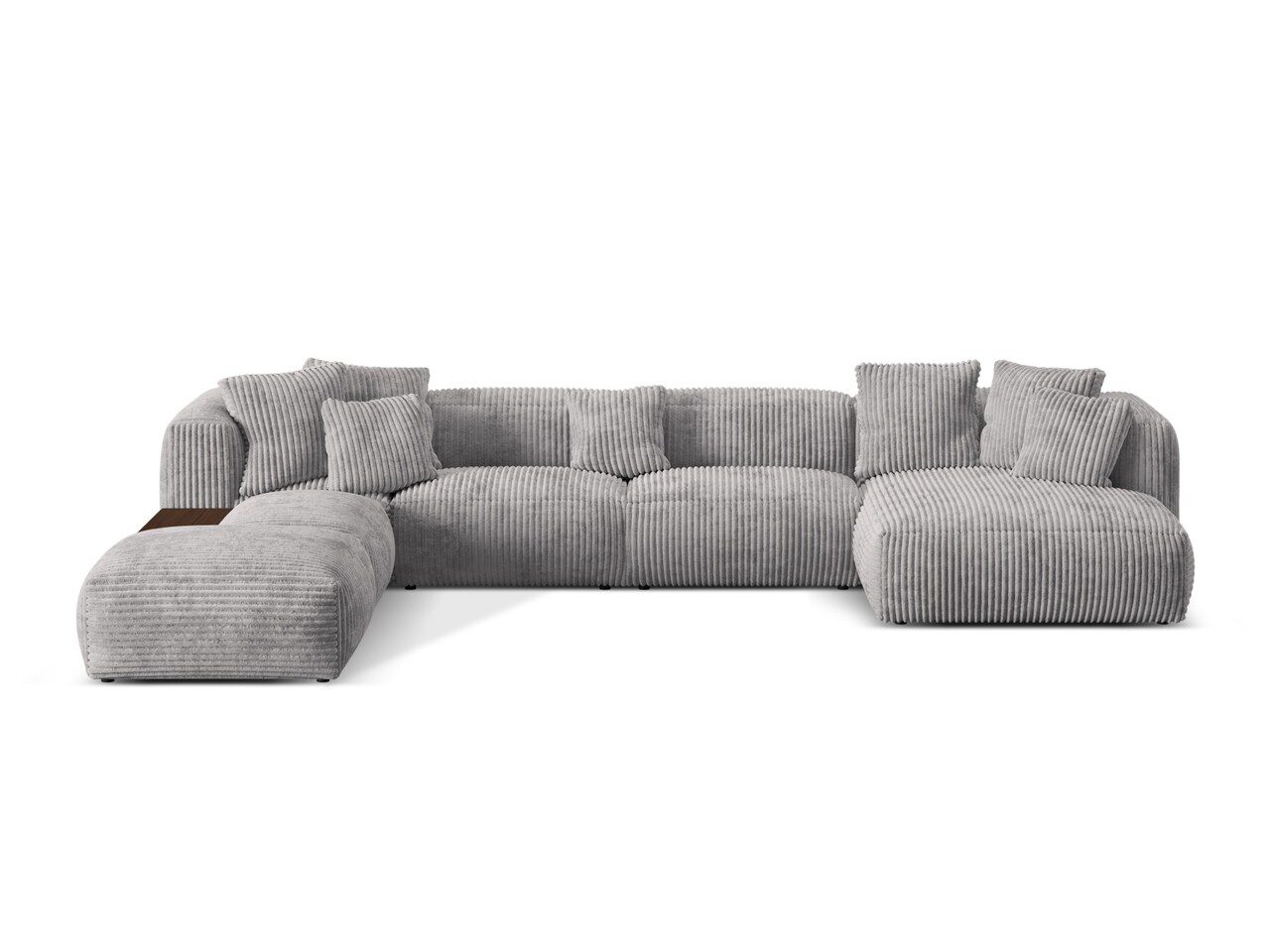 Coltar panoramic stanga 5 locuri design modular, Martina-212, Micadoni Home, 406x280x75 cm, velur, gri deschis Coltar panoramic stanga 5 locuri design modular, Martina-212, Micadoni Home, 406x280x75 cm, velur, gri deschis