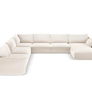 Coltar panoramic stanga 8 locuri, Kaelle, Micadoni Home, BL, 384x284x85 cm, catifea, bej deschis Coltar panoramic stanga 8 locuri, Kaelle, Micadoni Home, BL, 384x284x85 cm, catifea, bej deschis