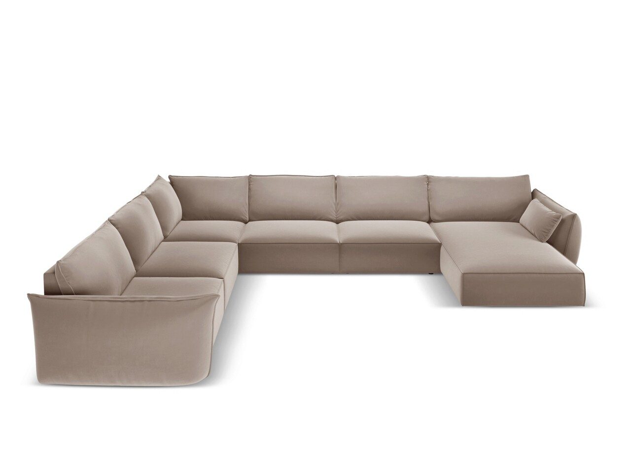 Coltar panoramic stanga 8 locuri, Kaelle, Micadoni Home, BL, 384x284x85 cm, catifea, cappuccino Coltar panoramic stanga 8 locuri, Kaelle, Micadoni Home, BL, 384x284x85 cm, catifea, cappuccino