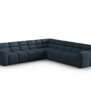 Coltar simetric 5 locuri, Lisa-193, Micadoni Home, 310x310x77 cm, tesatura structurata, albastru inchis