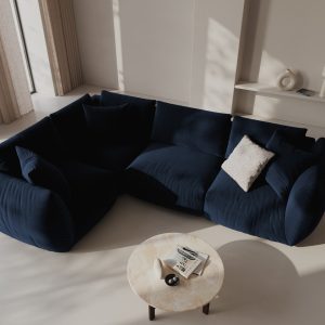 Coltar stanga 4 locuri, Chris-184, Micadoni Home, 295x210x80 cm, catifea, albastru regal