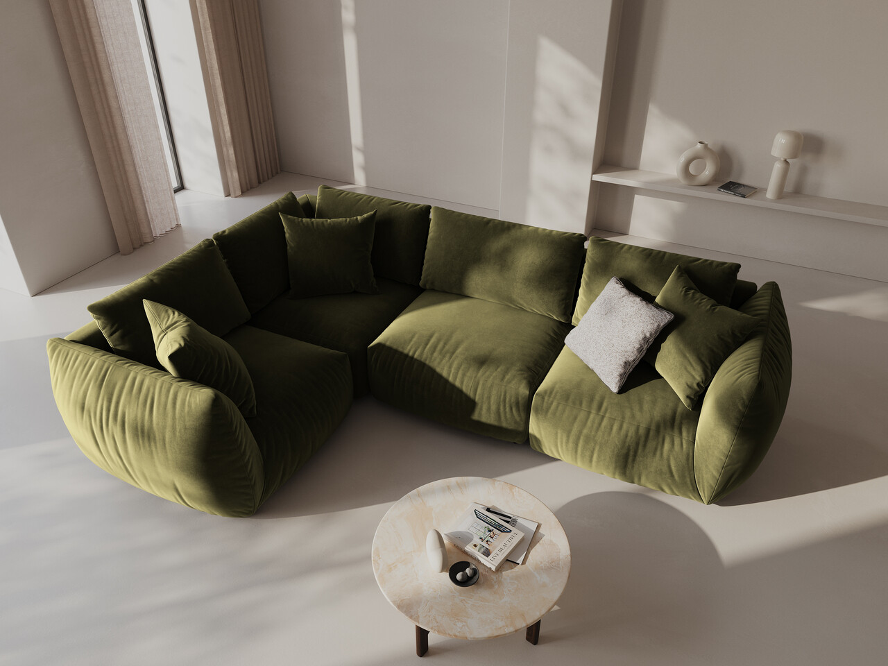 Coltar stanga 4 locuri, Chris-184, Micadoni Home, 295x210x80 cm, catifea, verde deschis Coltar stanga 4 locuri, Chris-184, Micadoni Home, 295x210x80 cm, catifea, verde deschis