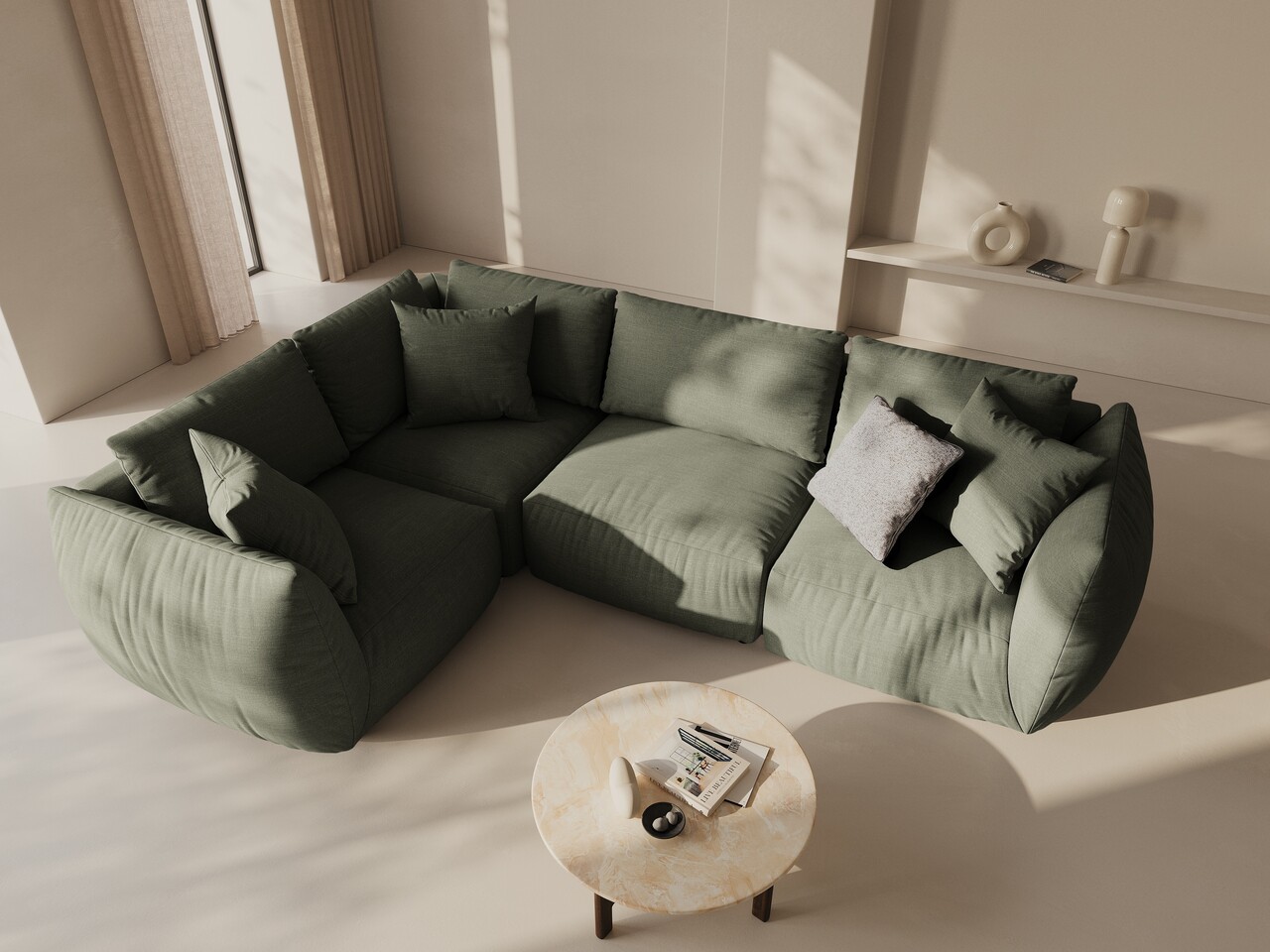 Coltar stanga 4 locuri, Chris-259, Micadoni Home, 295x210x80 cm, tesatura structurata chenille, verde deschis Coltar stanga 4 locuri, Chris-259, Micadoni Home, 295x210x80 cm, tesatura structurata chenille, verde deschis